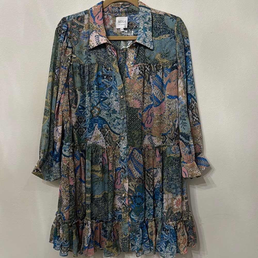 Misa Los Angeles Mita Patchwork Printed dress